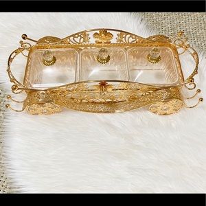 European Gold Split box with lid modern snack tray